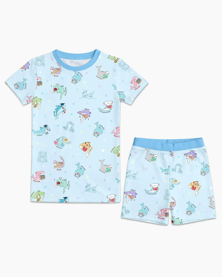 Shark School Bamboo Two Piece Short Sleeve Shorts Pajama Set