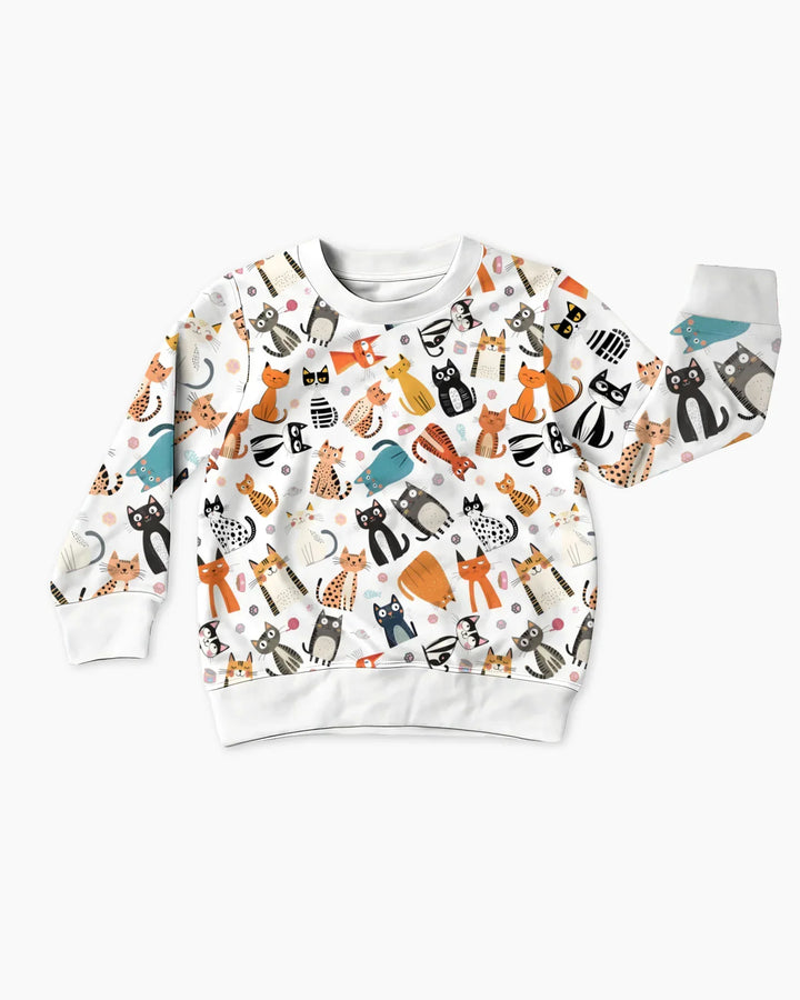 Goofy Mischief Cat Family Matching Bamboo Crewneck Sweatshirt