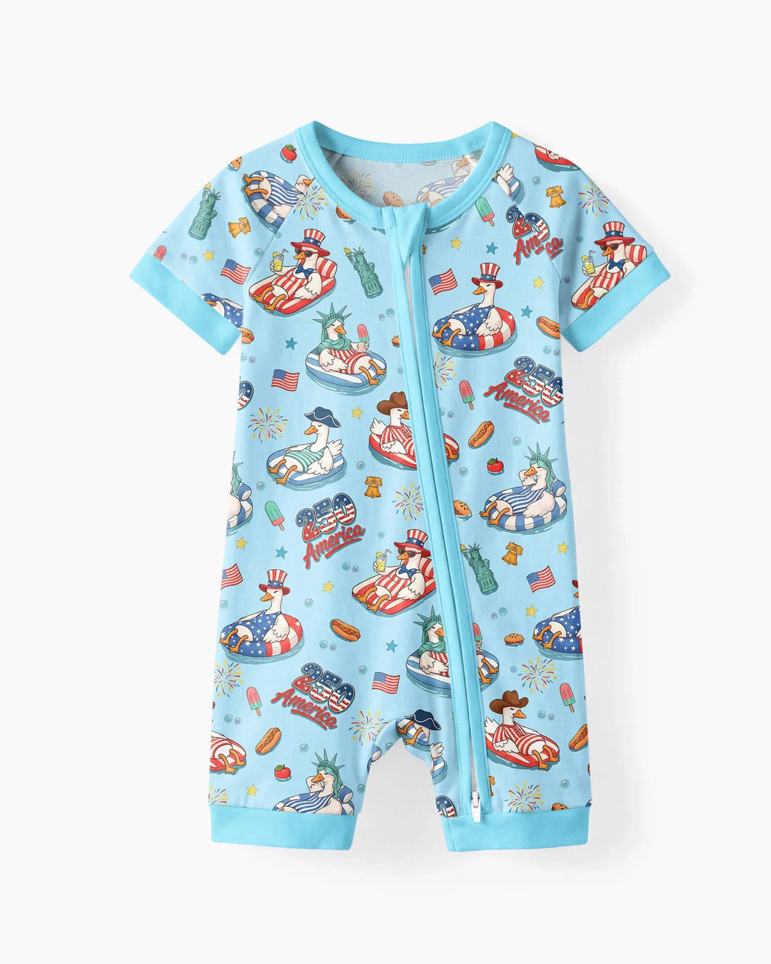250 America Patriotic Goose Family Matching Bamboo Shorty Zippy
