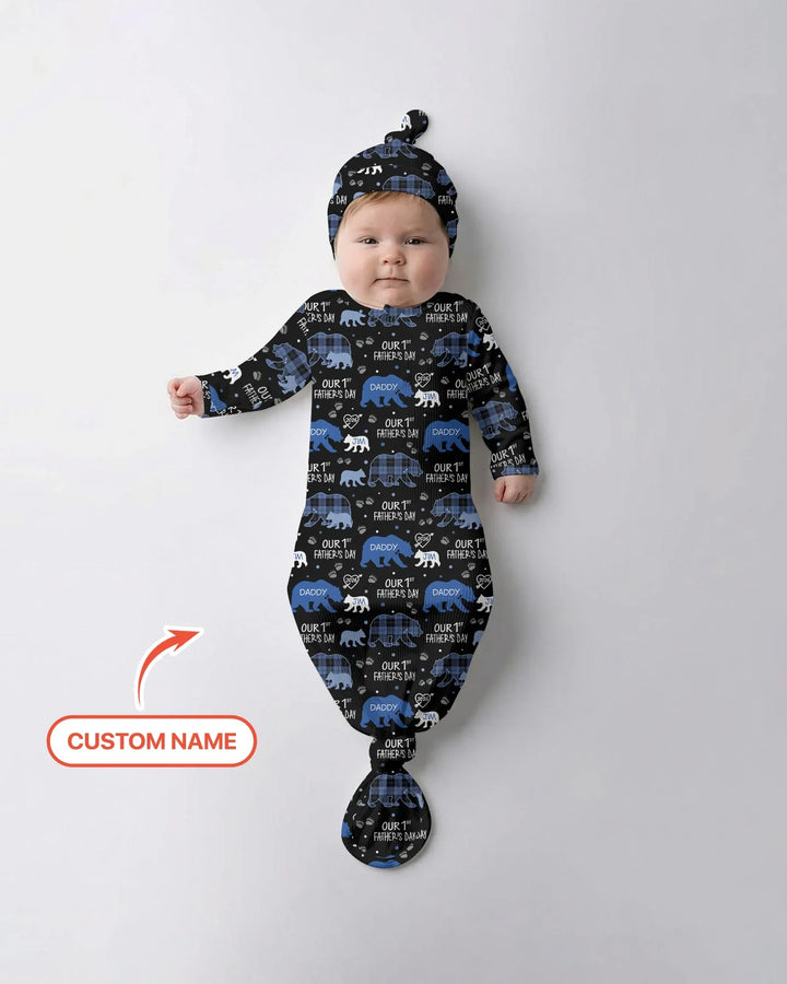 Our 1st Father's Day Daddy Bear & Me Matching Bamboo Knot Gown
