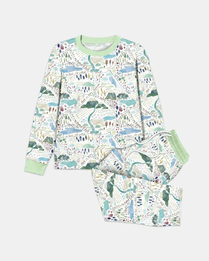 Whimsical Psalms 23 Map Bamboo Men's Pajama Set