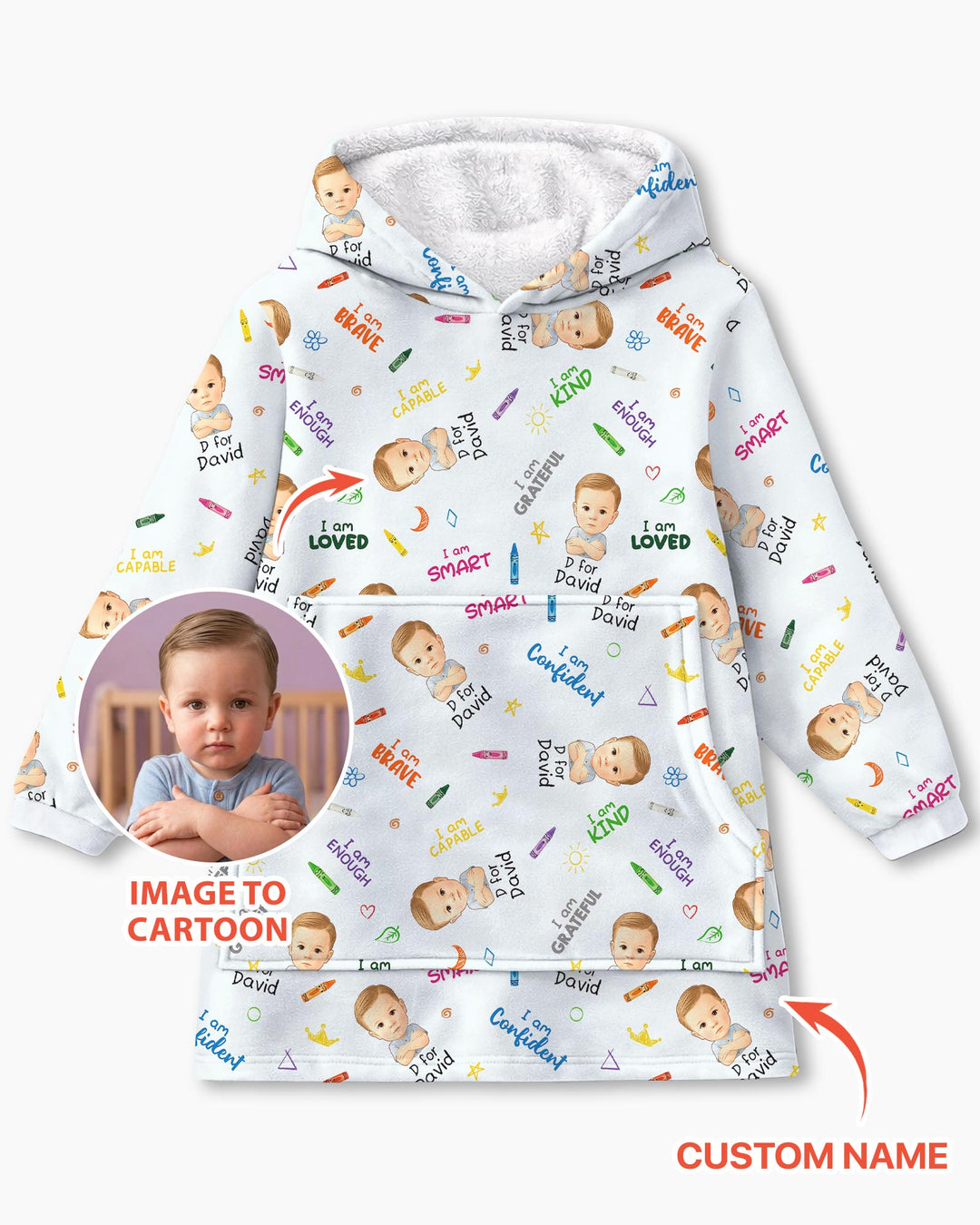 Kids Affirmations Custom  Bamboo Blanket Hoodie