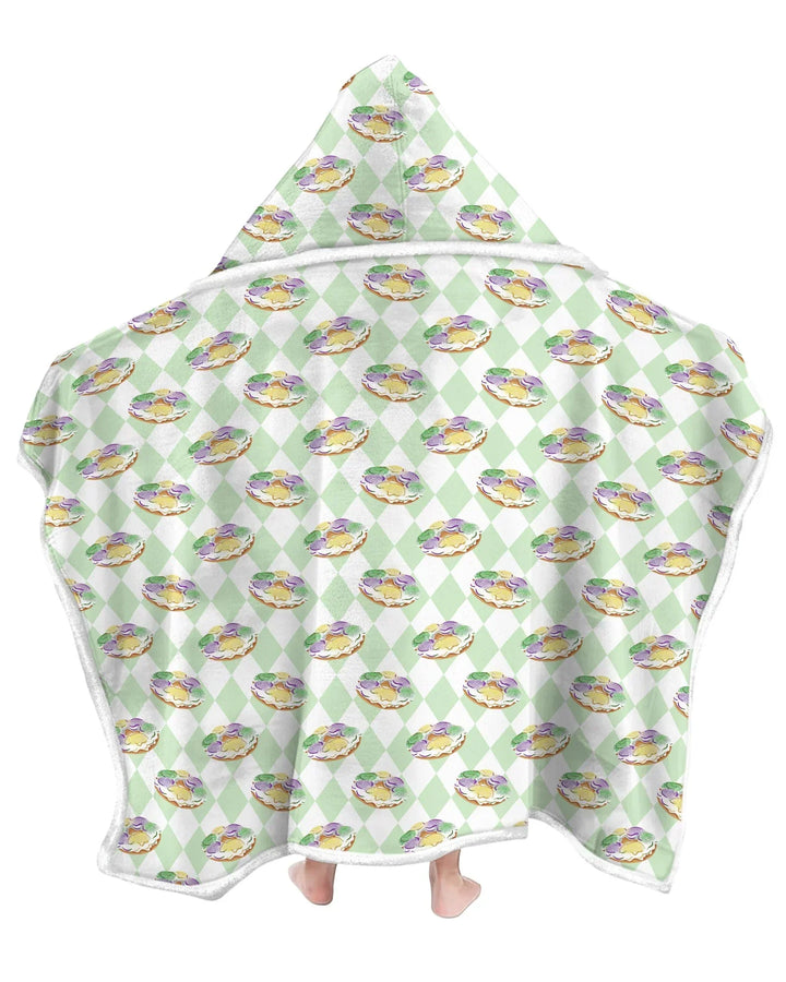 Mardi Gras Donut Bamboo Wearable Hooded Blanket