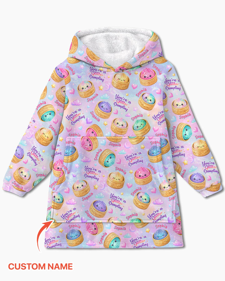 Custom Name You're A Glitter Dumpling Bamboo Blanket Hoodie