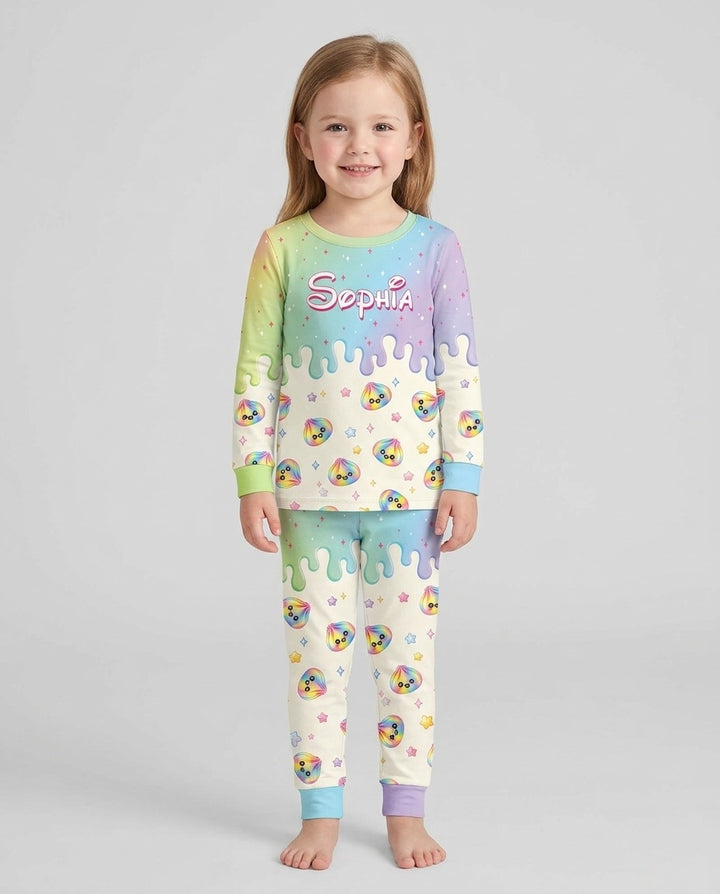 Personalized Dripping Kawaii Dumpling Bamboo Two Piece Long Sleeve Pajama Set