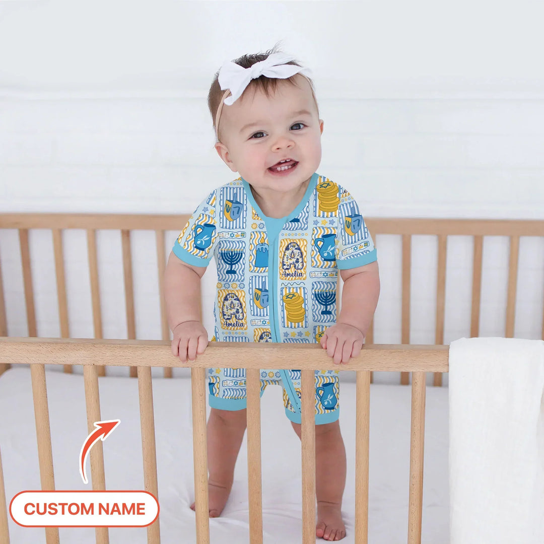Custom Name Hanukkah Wonderland Bamboo Shorty Zippy