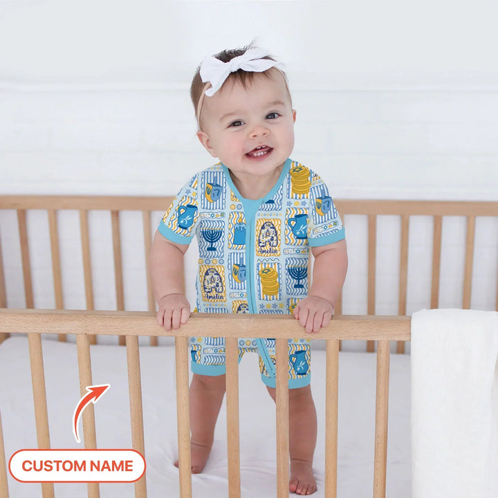 Custom Name Hanukkah Wonderland Bamboo Shorty Zippy