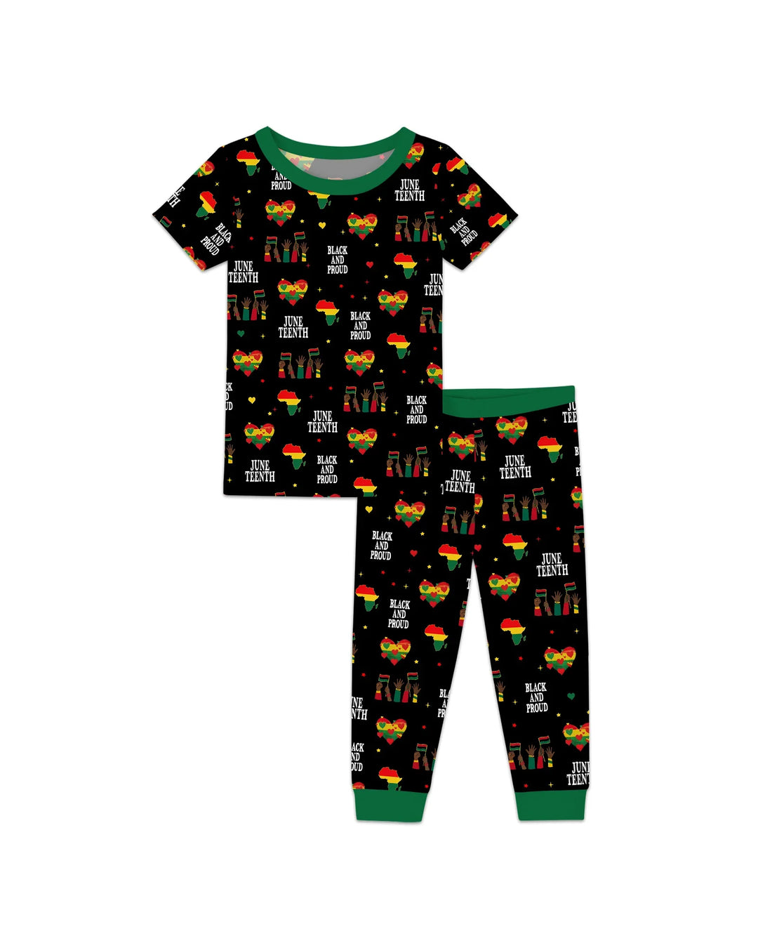 Juneteenth Black and Proud Bamboo Two Piece Short Sleeve Pajama Set