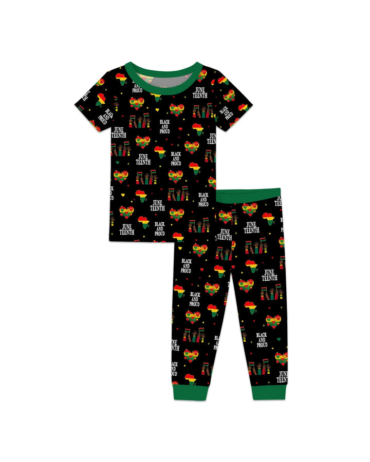 Juneteenth Black and Proud Bamboo Two Piece Short Sleeve Pajama Set