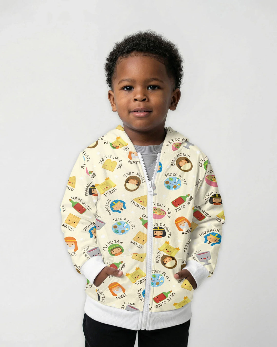 Cute Passover Characters Bamboo Zip Hoodie