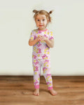 Softball Cherry Mom And Girl Matching Bamboo Two Piece Short Sleeve Pajama Set