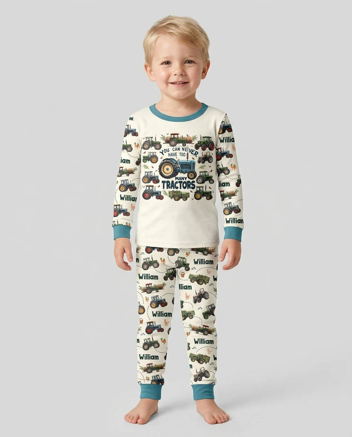 You Can Never Have Too Many Tractors Custom Name Bamboo Two Piece Long Sleeve Pajama Set