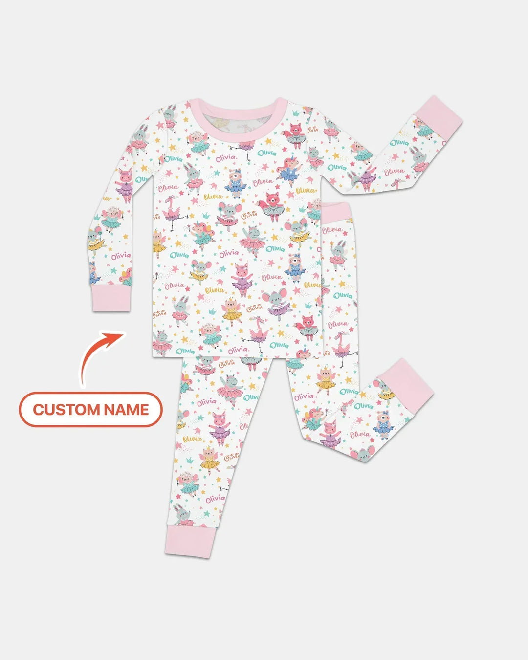 Fairy Friends Ballet Custom Name Bamboo Two Piece Long Sleeve Pajama Set