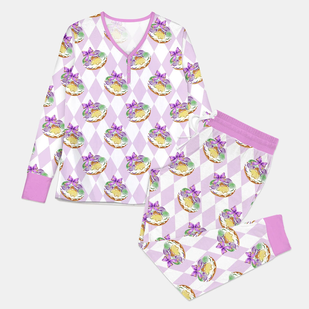 Mardi Gras Donut Bamboo Women Pajama Set