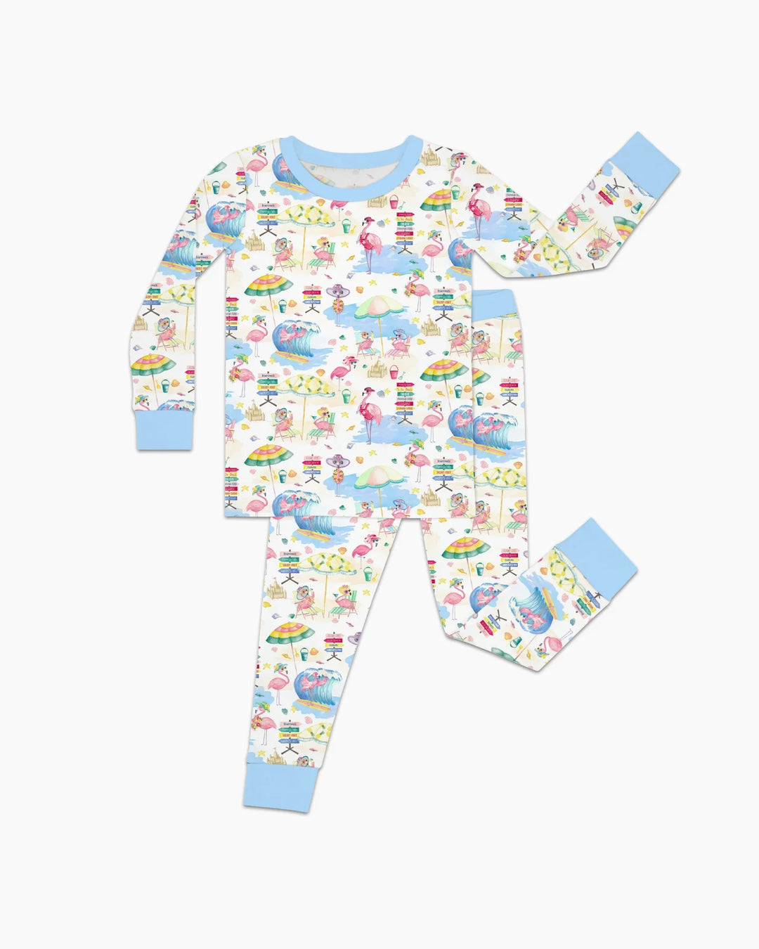 Flamingo Beach Family Matching Bamboo Two Piece Long Sleeve Pajama Set