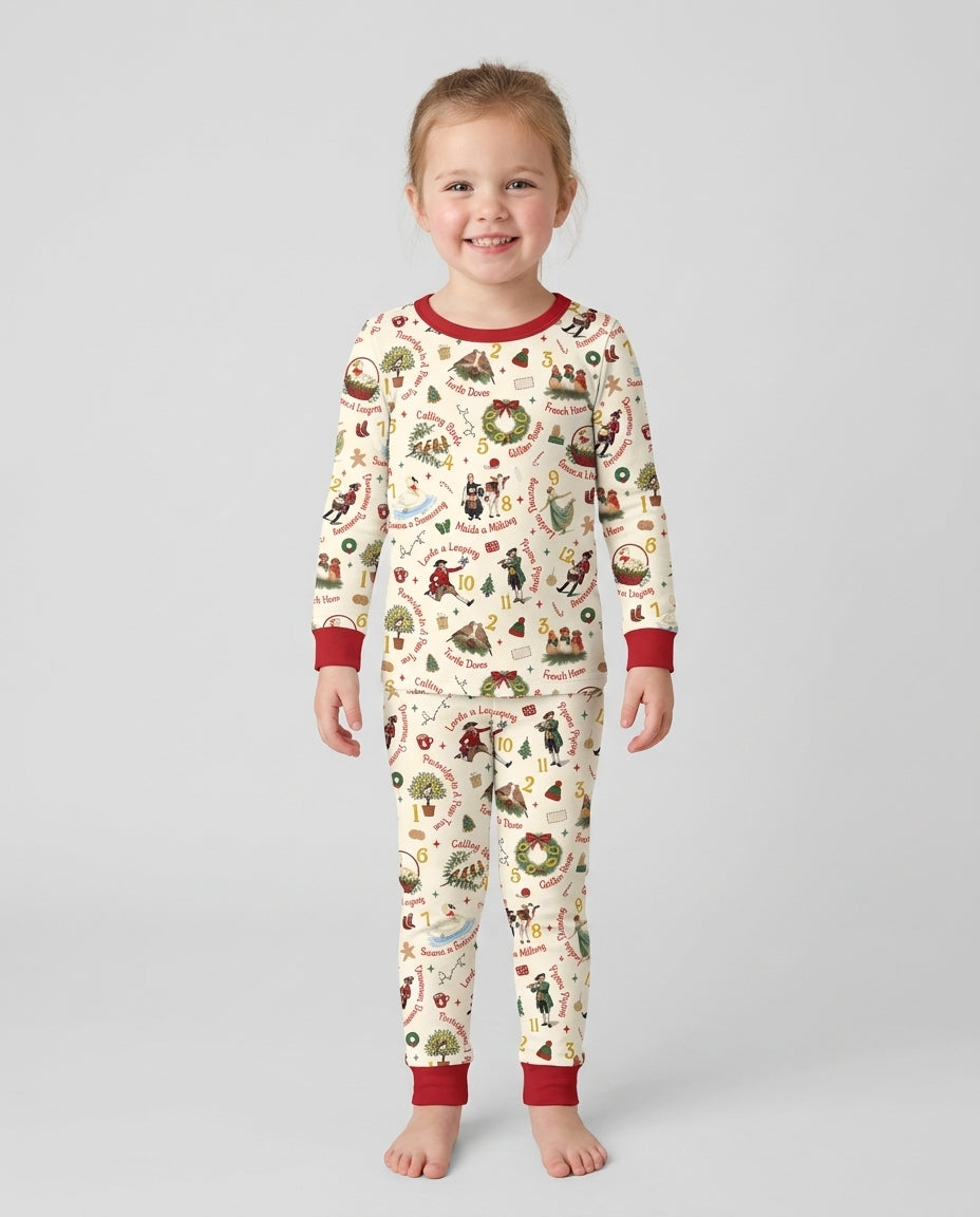12 Days of Christmas Bamboo Two Piece Long Sleeve Pajama Set