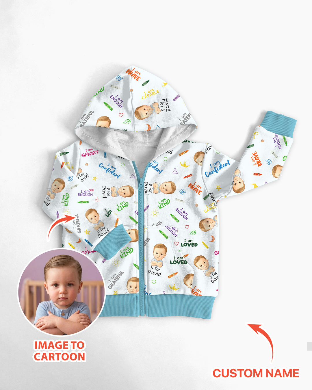 Kids Affirmations Custom  Bamboo Zip Hoodie