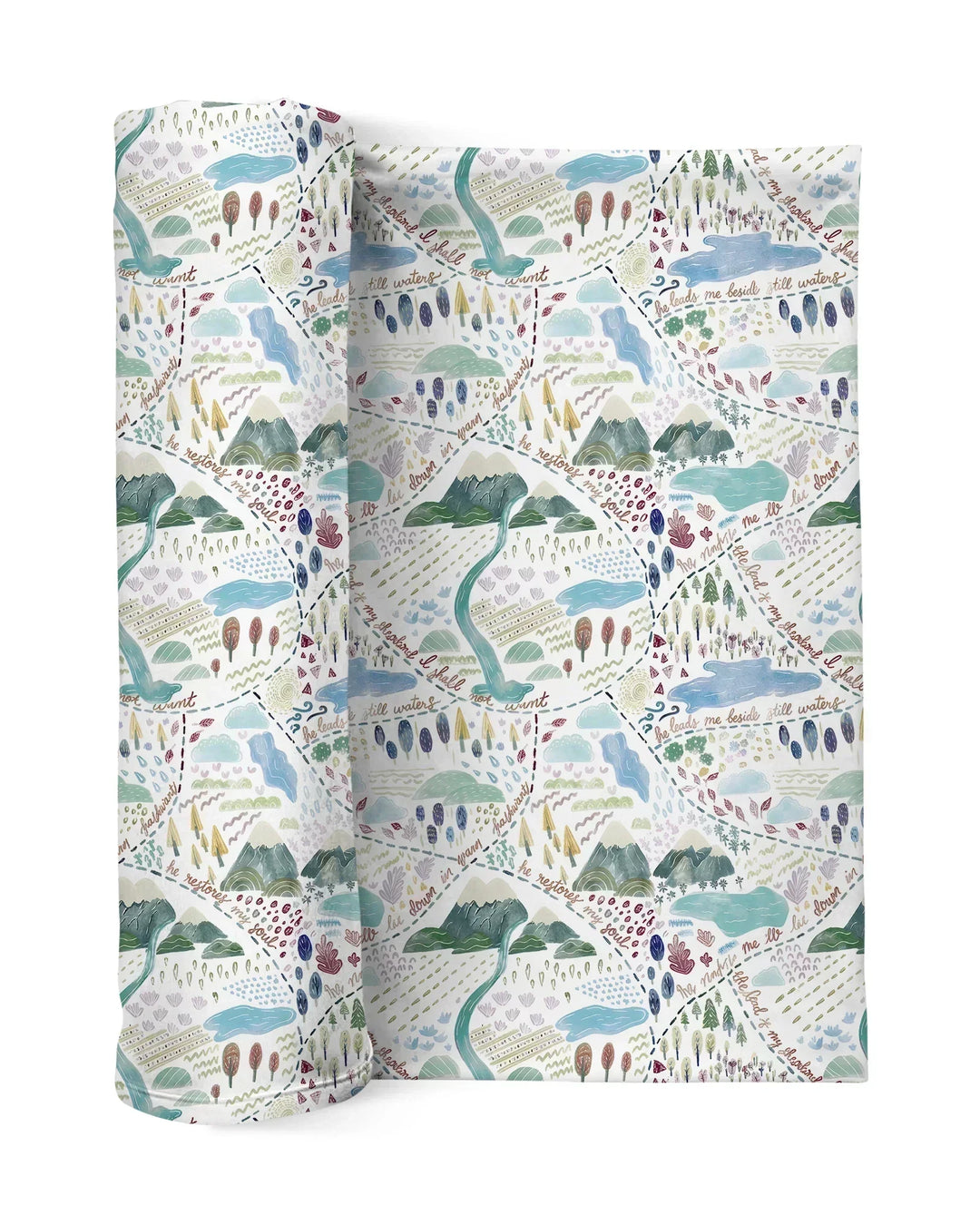Whimsical Psalms 23 Map swaddle blanket