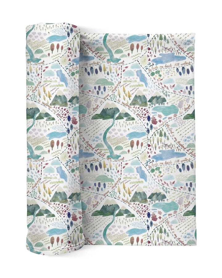 Whimsical Psalms 23 Map swaddle blanket