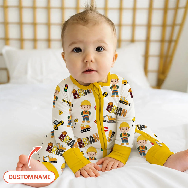 Custom Name Doodle Little Builder Bamboo Convertible Zippy