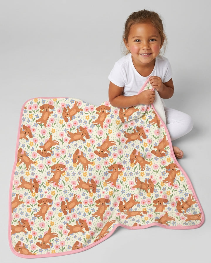 Dachshund Blooms Family Matching Bamboo Blanket