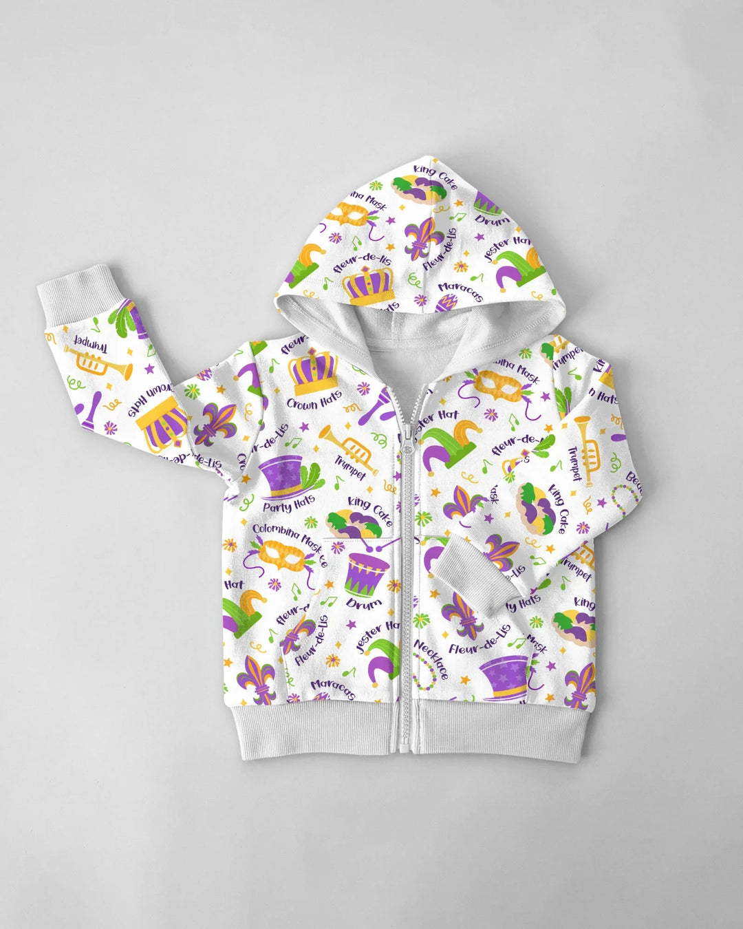 Mardi Gras Family Matching Bamboo Zip Hoodie