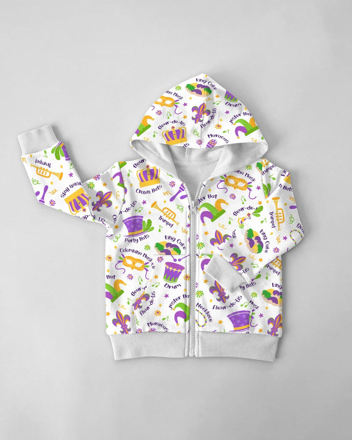Mardi Gras Family Matching Bamboo Zip Hoodie
