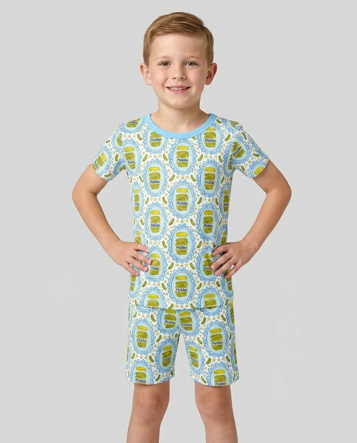 Pickle Coquette Bamboo Two Piece Short Sleeve Shorts Pajama Set