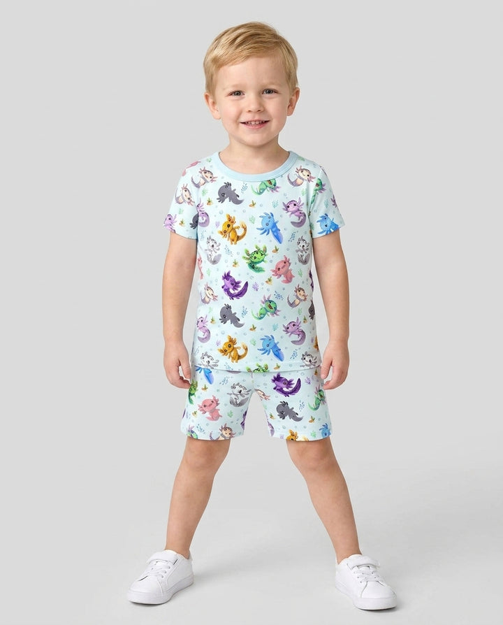 I Love You Axolotl Bamboo Two Piece Short Sleeve Shorts Pajama Set