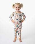 Monsters Fun Pastels Hand Painted Cute Bamboo Two Piece Long Sleeve Pajama Set