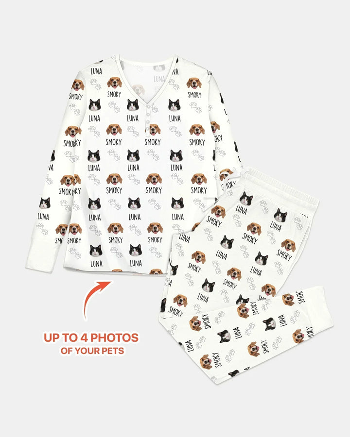 Custom Name and Pet Photos Bamboo Women Pajama Set
