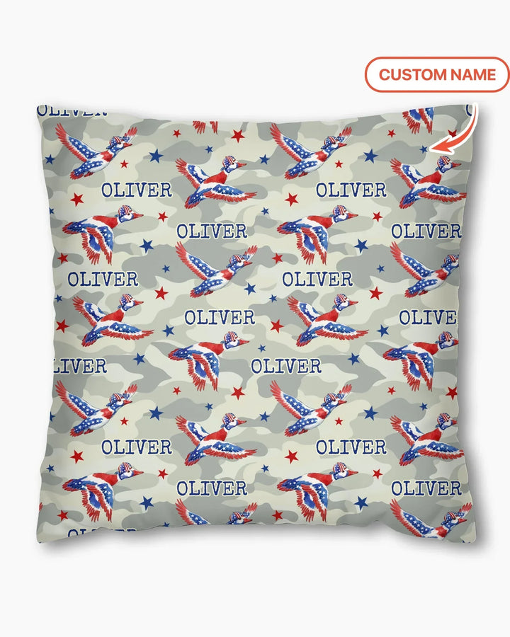 Custom Name America Mallard Duck Family Matching Bamboo Pillow Case