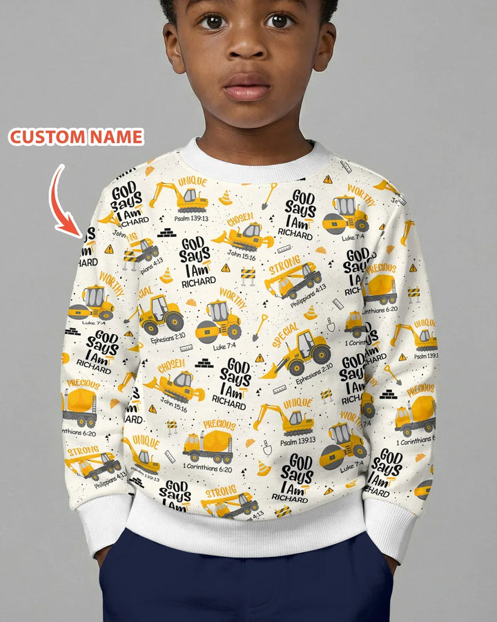 Custom Name God Says I Am Boy Bamboo Crewneck Sweatshirt
