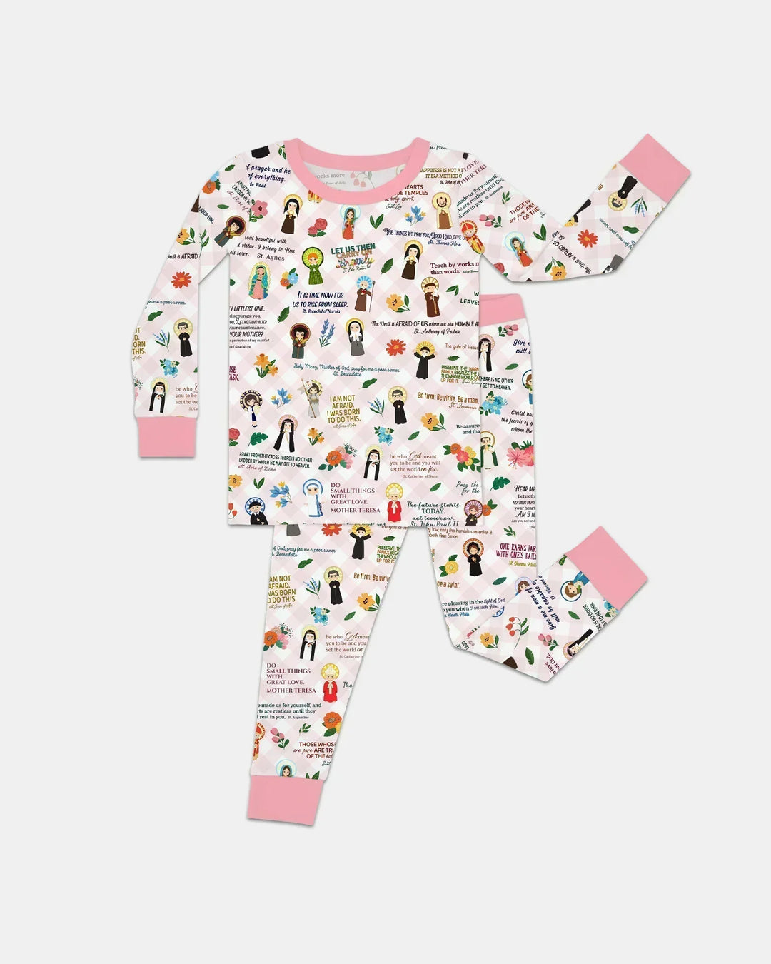 Catholic Saint Quotes Bamboo Two Piece Long Sleeve Pajama Set