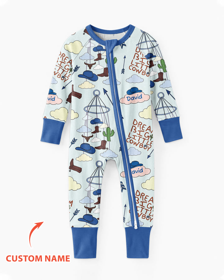 Litlle Cowboy Sis Bro Matching  Bamboo Convertible Zippy