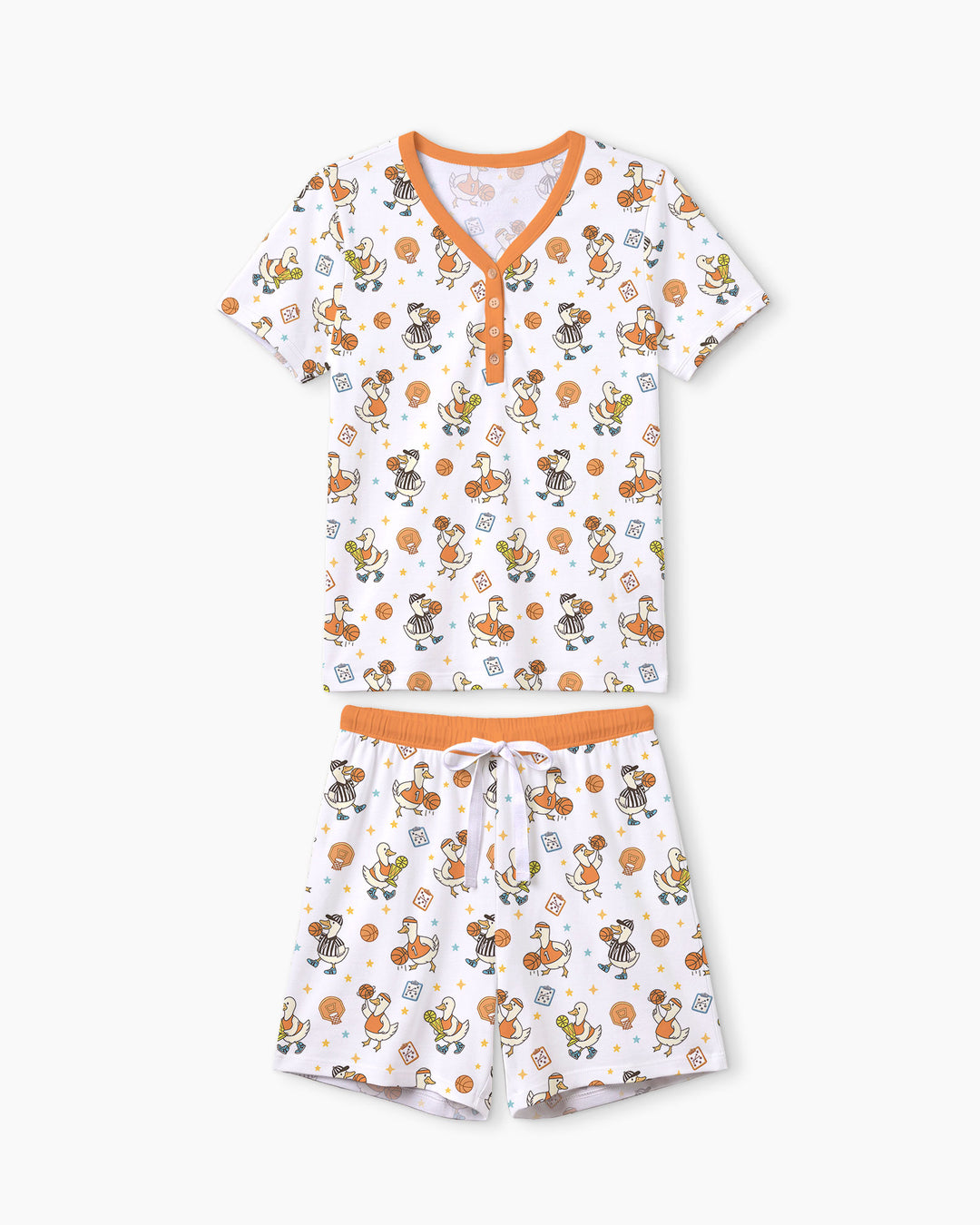 Silly Goose Playing Basketball Bamboo Women Short Sleeve Short Pajama Set