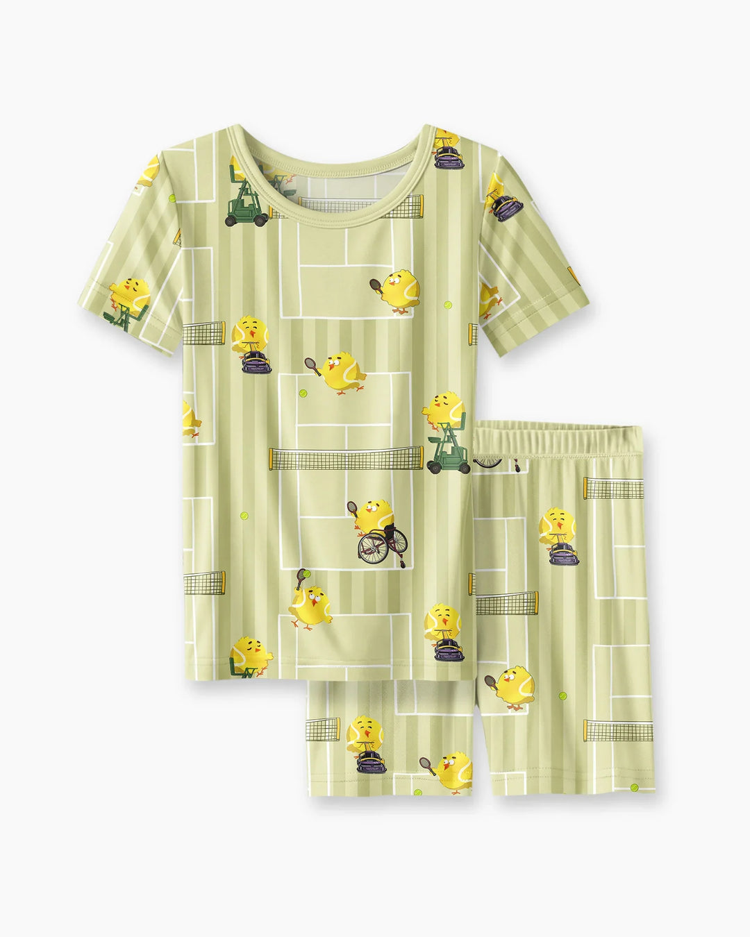 Tennis Bamboo Two Piece Short Sleeve Shorts Pajama Set