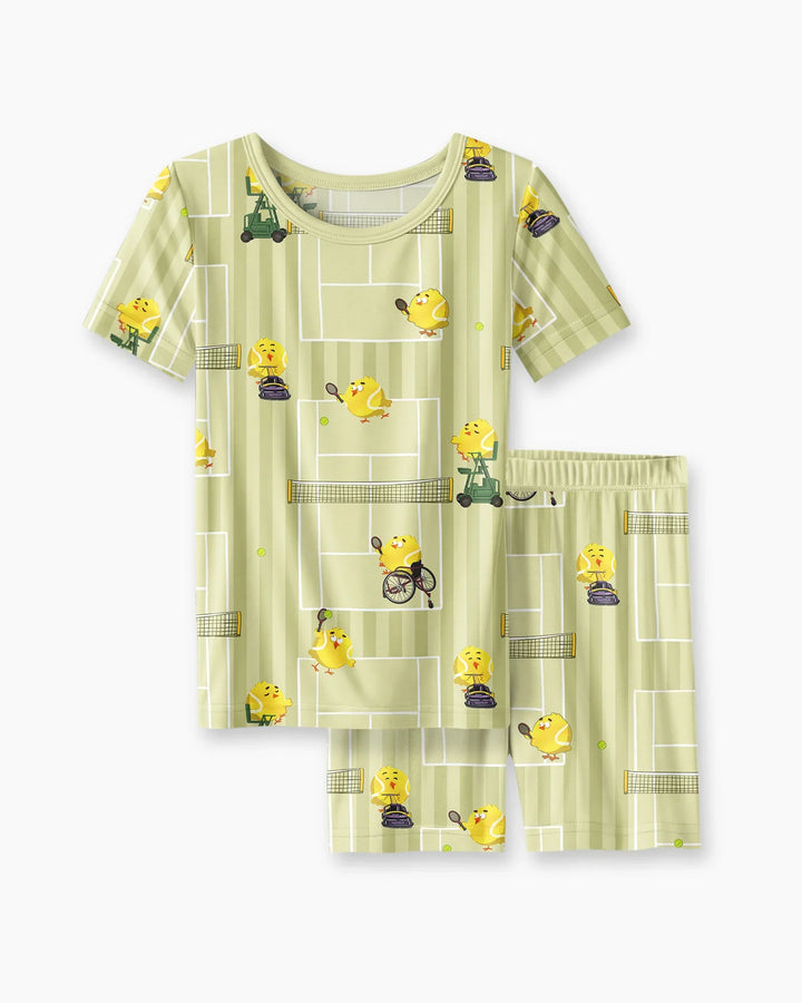 Tennis Bamboo Two Piece Short Sleeve Shorts Pajama Set