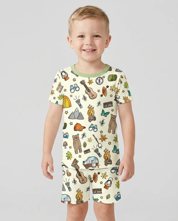 Love Camping Matching Family Bamboo Two Piece Short Sleeve Shorts Pajama Set