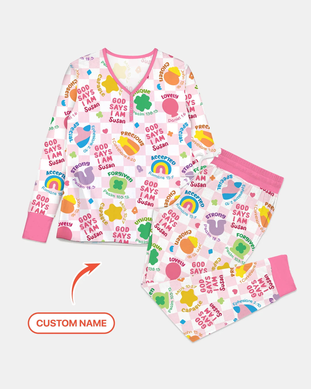 God Says I Am St. Patrick’s Day Custom Name Family Matching Bamboo Women Pajama Set