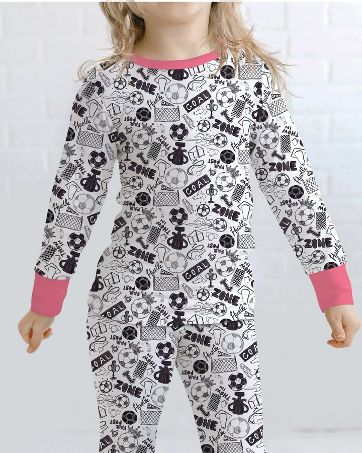Soccer Doodle Bamboo Two Piece Long Sleeve Pajama Set