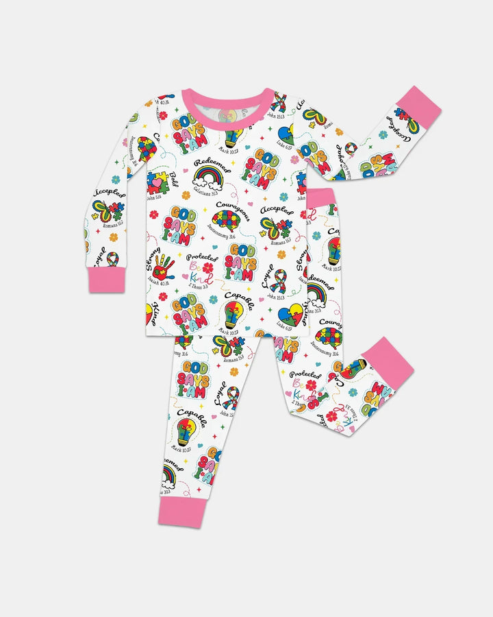 God Says I am Different Bamboo Two Piece Long Sleeve Pajama Set