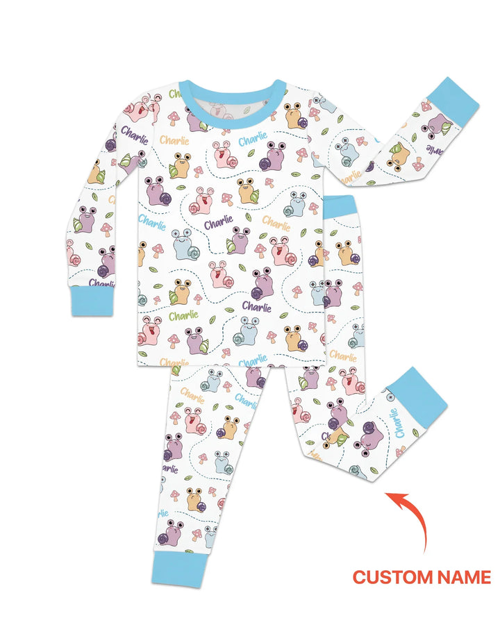 Custom Name Snailed it! Bamboo Two Piece Long Sleeve Pajama Set