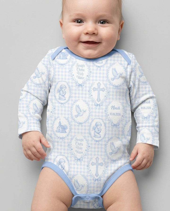 Custom Name Baptism Straight Outta Holy Water Bamboo Bodysuit