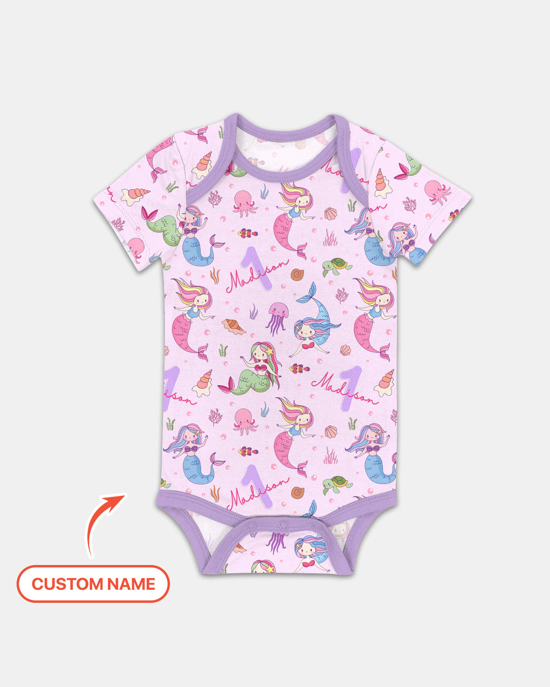 Custom Name Birthday Mermaid Wild One Bamboo Bodysuit