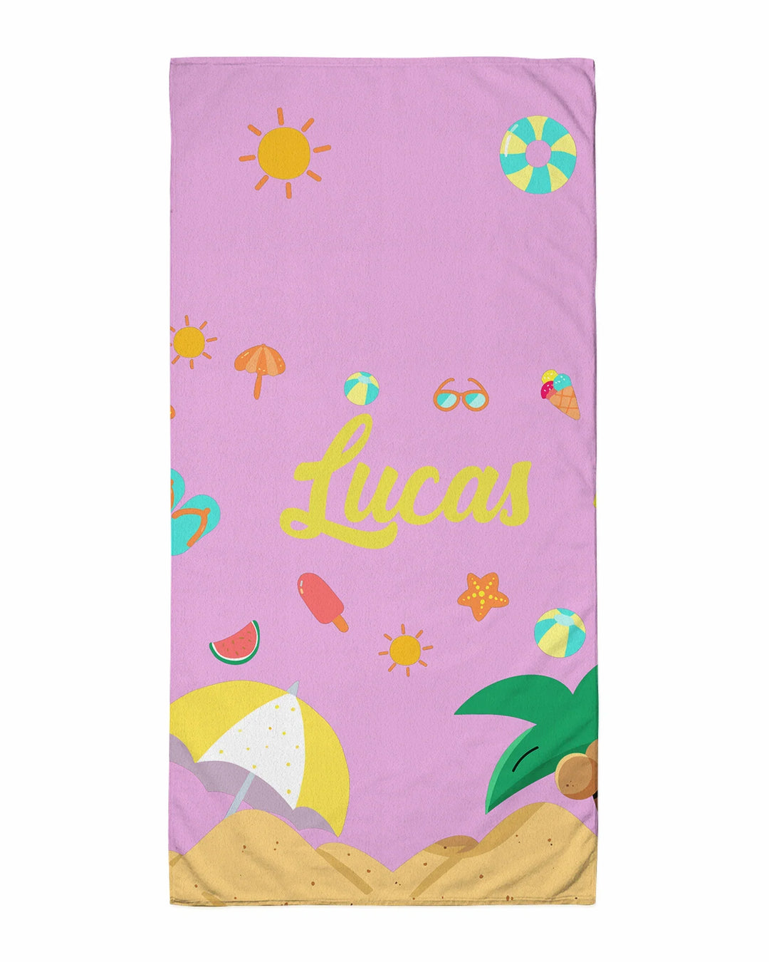 Personalised Fruits Palm Tree Marine Animals Bamboo Beach Towel