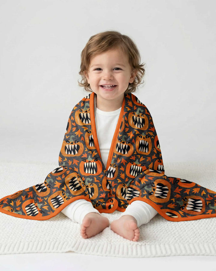 Pumpkin Monsters Bamboo Blanket