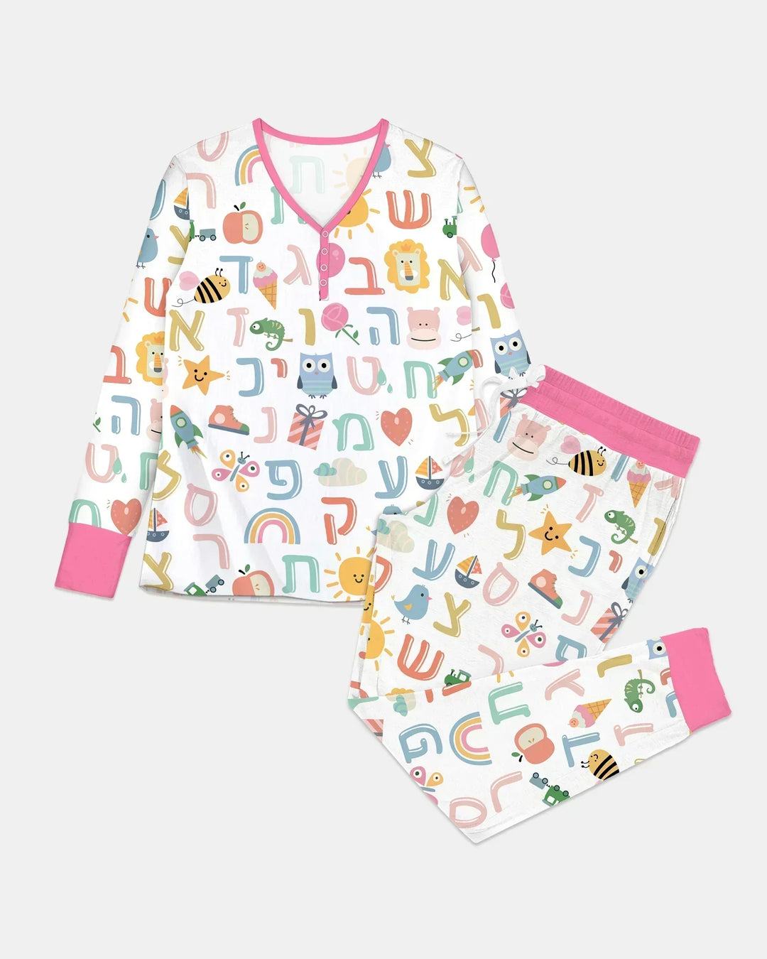 Hebrew Alphabet Bamboo Women Pajama Set