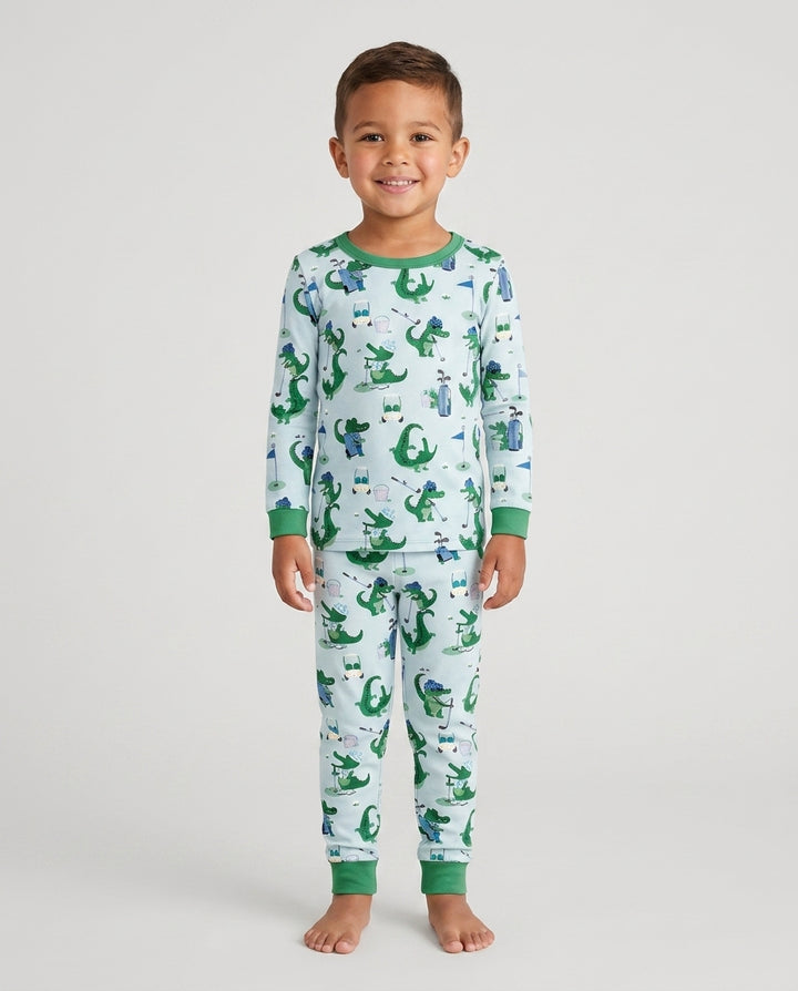 Golfing Gators Bamboo Two Piece Long Sleeve Pajama Set