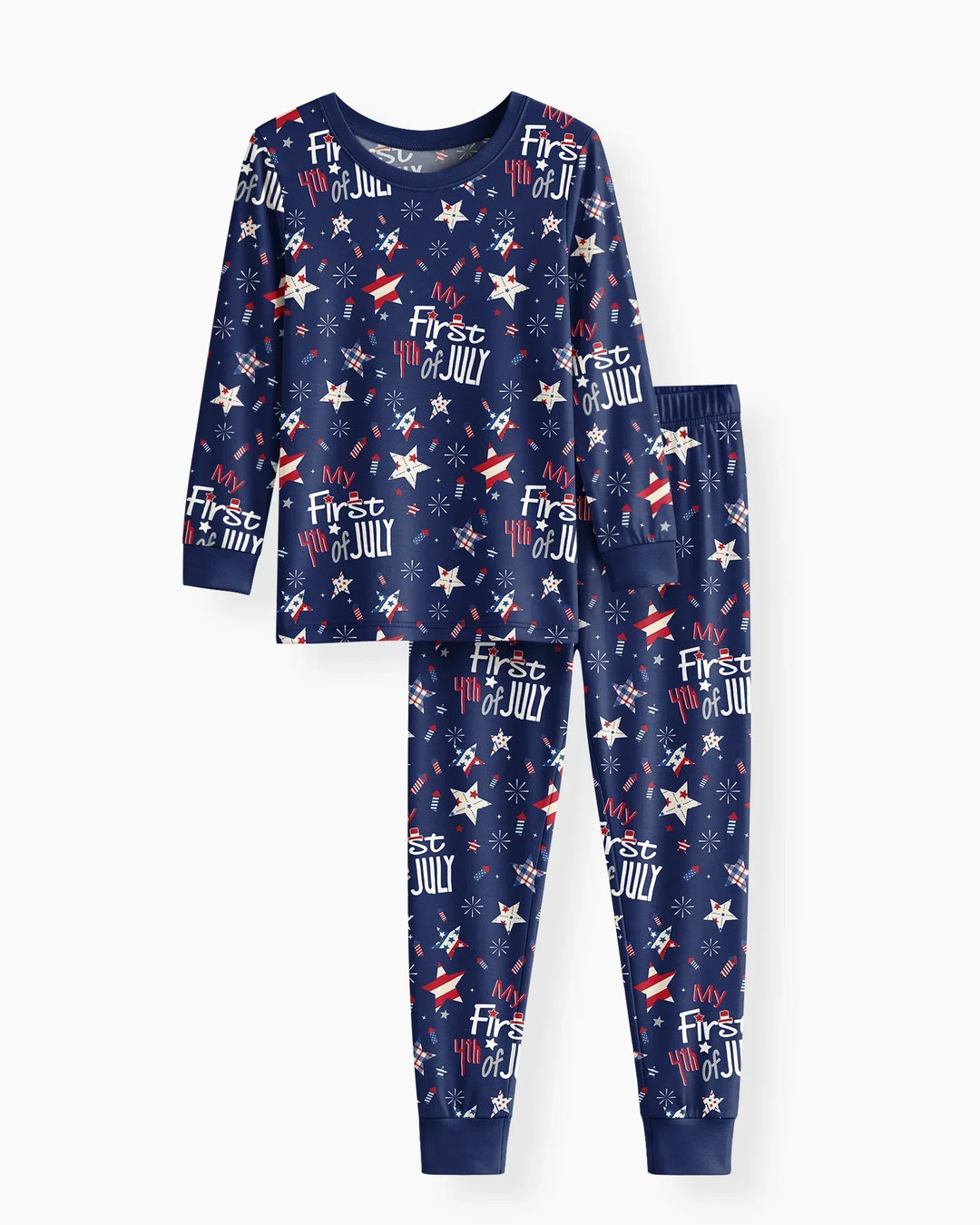 My First 4th of July Star Striped  Bamboo Two Piece Long Sleeve Pajama Set